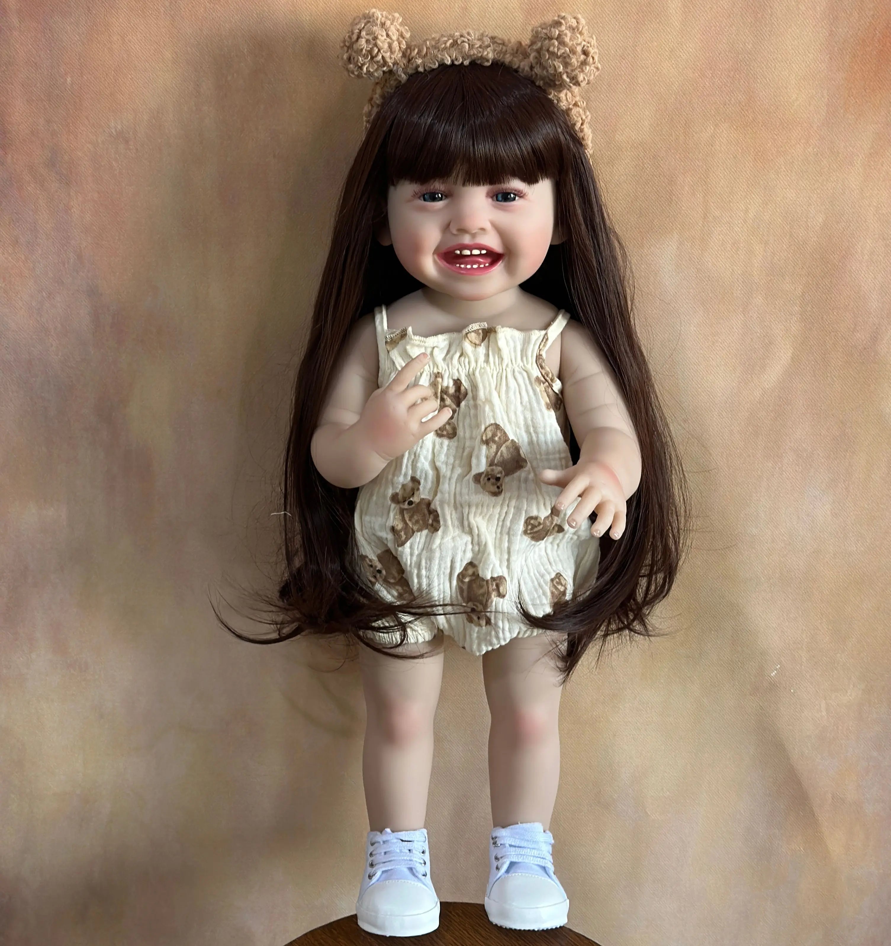 BZDOLL 55CM 22Inch Can Stand Reborn Baby Lifelike Girl Doll Full Soft Silicone Body Princess Toddler Bebe Birthday Gift