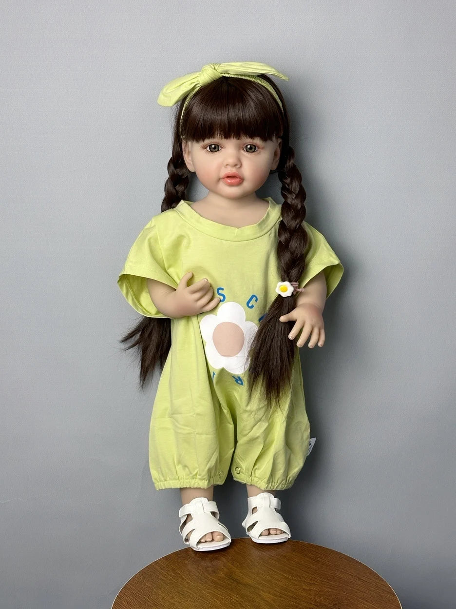 BZDOLL 55CM 22Inch Can Stand Reborn Baby Lifelike Girl Doll Full Soft Silicone Body Princess Toddler Bebe Birthday Gift