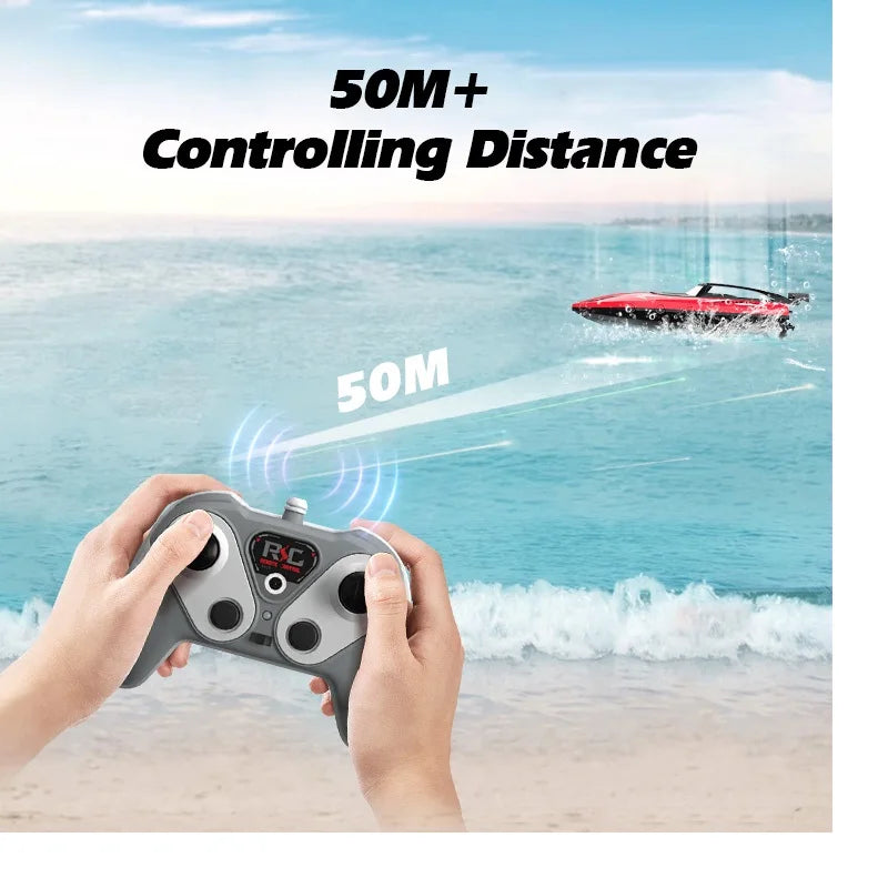 Cross-Border Remote Control Boat Electric Toy Charging 2.4G Remote Control Boat Double Spiral Pulp High-Speed Water Remote Contr