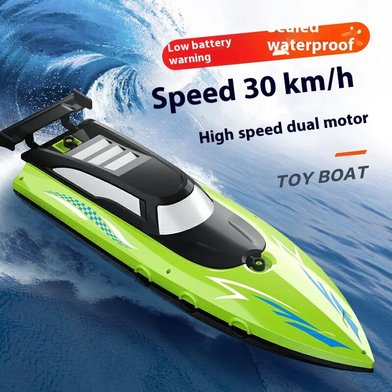 Cross-Border Remote Control Boat Electric Toy Charging 2.4G Remote Control Boat Double Spiral Pulp High-Speed Water Remote Contr