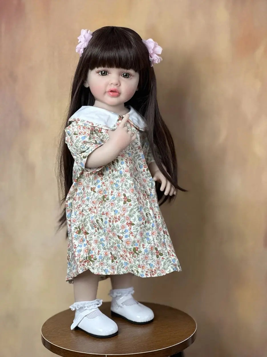 BZDOLL 55CM 22Inch Can Stand Reborn Baby Lifelike Girl Doll Full Soft Silicone Body Princess Toddler Bebe Birthday Gift