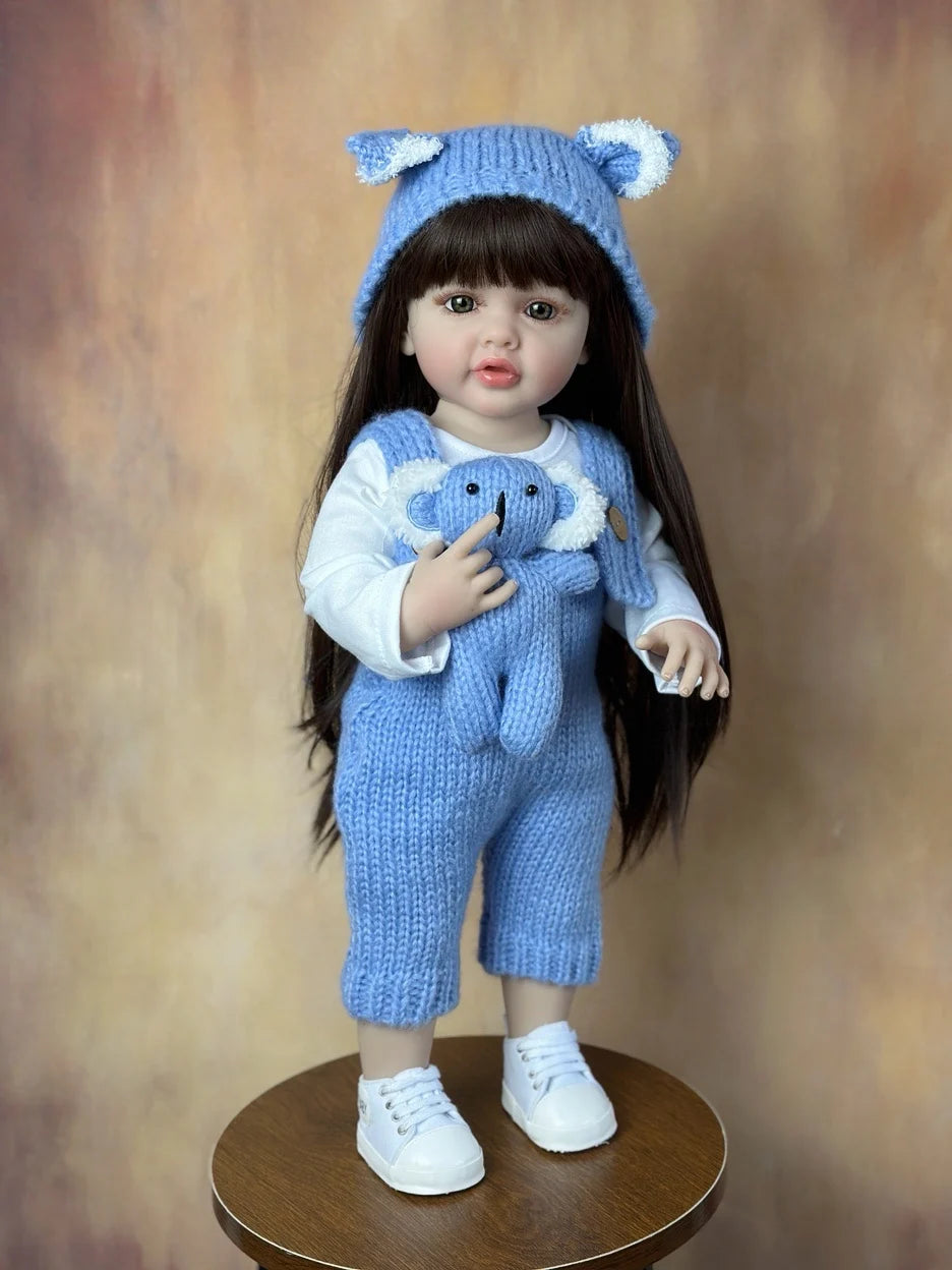 BZDOLL 55CM 22Inch Can Stand Reborn Baby Lifelike Girl Doll Full Soft Silicone Body Princess Toddler Bebe Birthday Gift